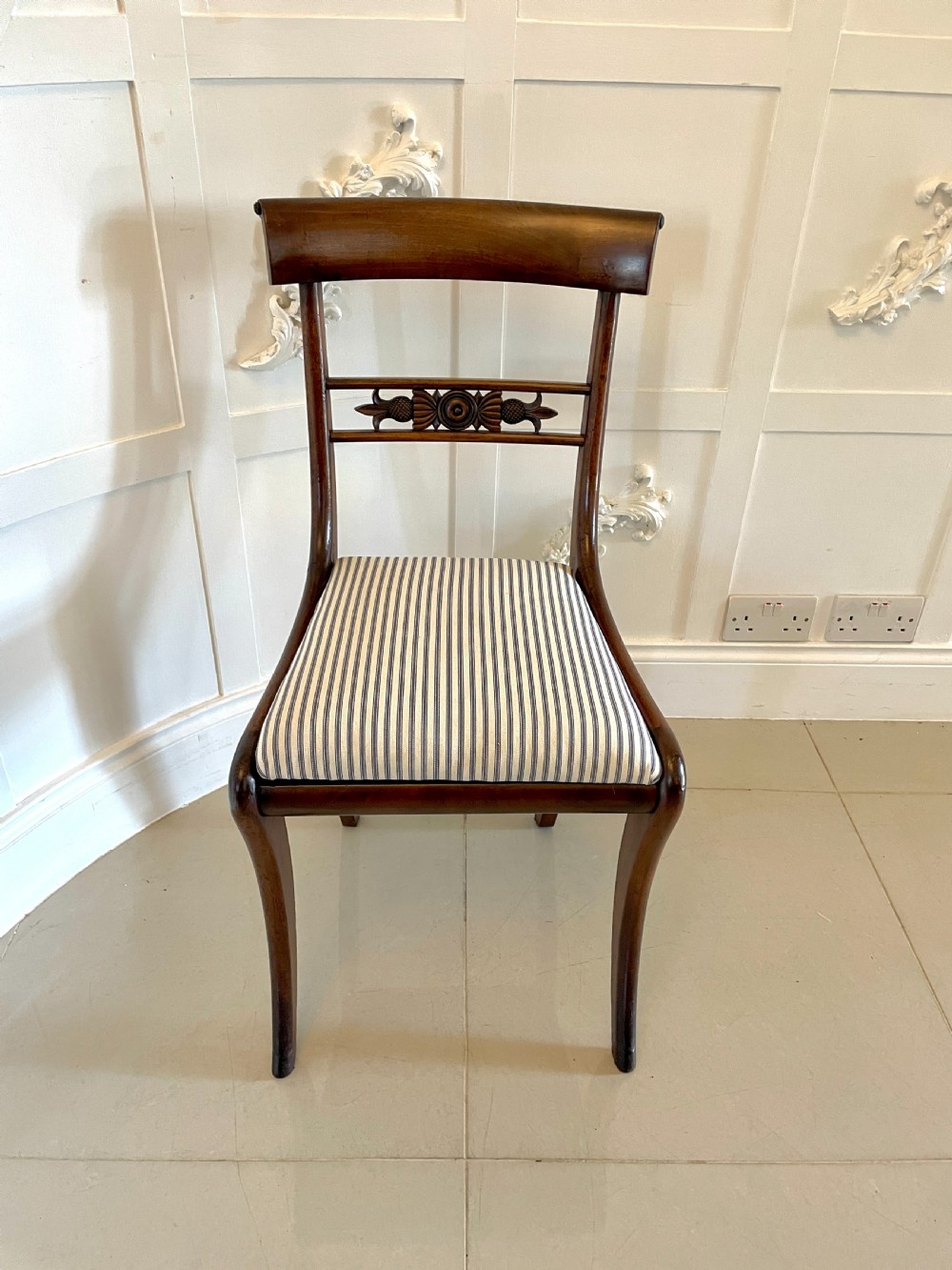   Fine Quality Set of 10 Antique Regency Mahogany Dining Chairs 
 View XII