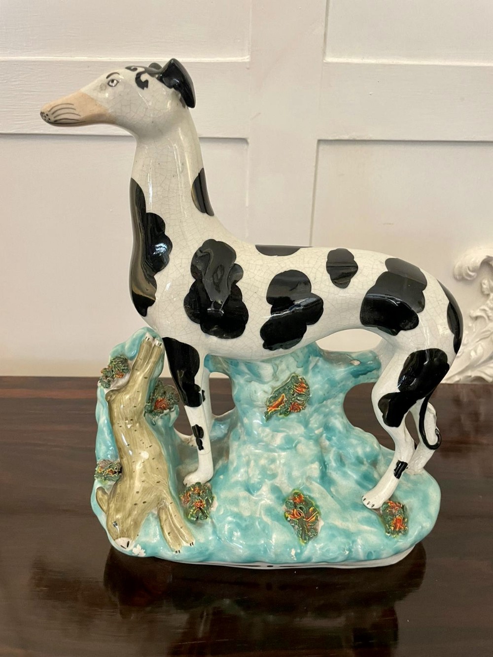 Large Antique Victorian Quality Staffordshire Greyhound 