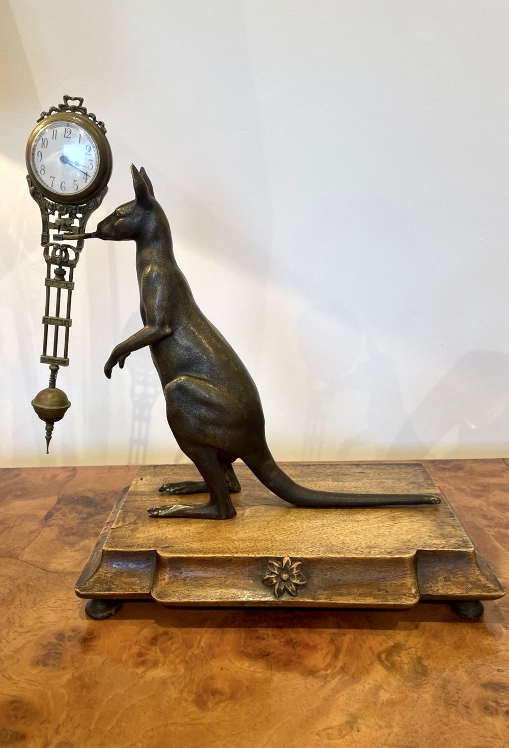 Unusual Antique Victorian Quality Bronze Novelty Desk Clock 