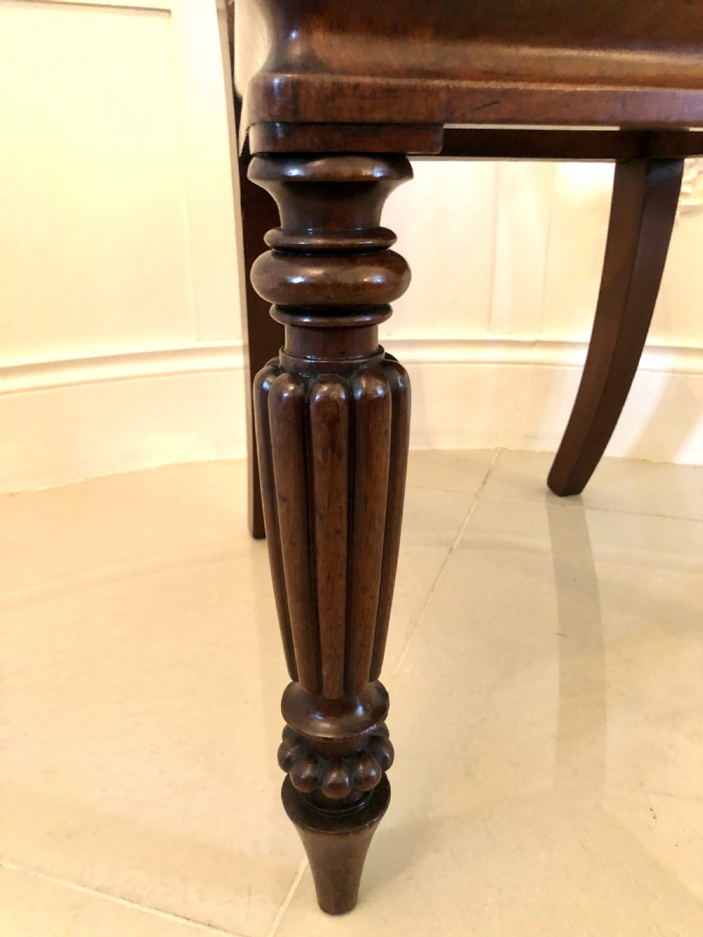 Fine Quality Set of Four Antique Mahogany Regency Library Chairs View III
