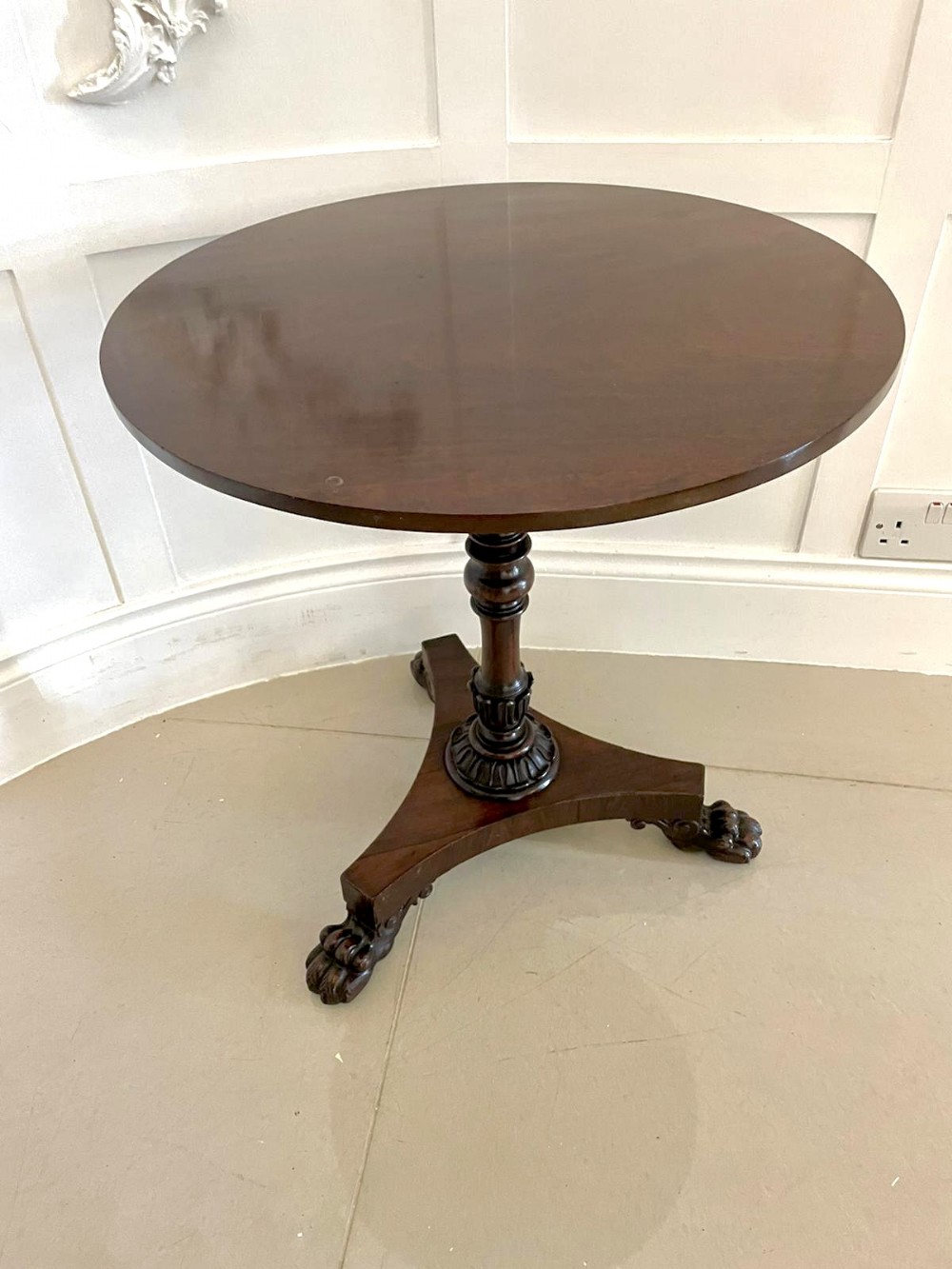 Antique Regency Quality Carved Rosewood Lamp Table 