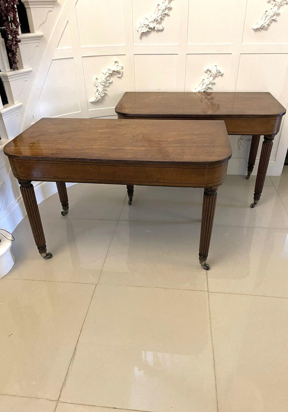  Outstanding Quality Pair of Antique George III Quality Mahogany Console Tables 