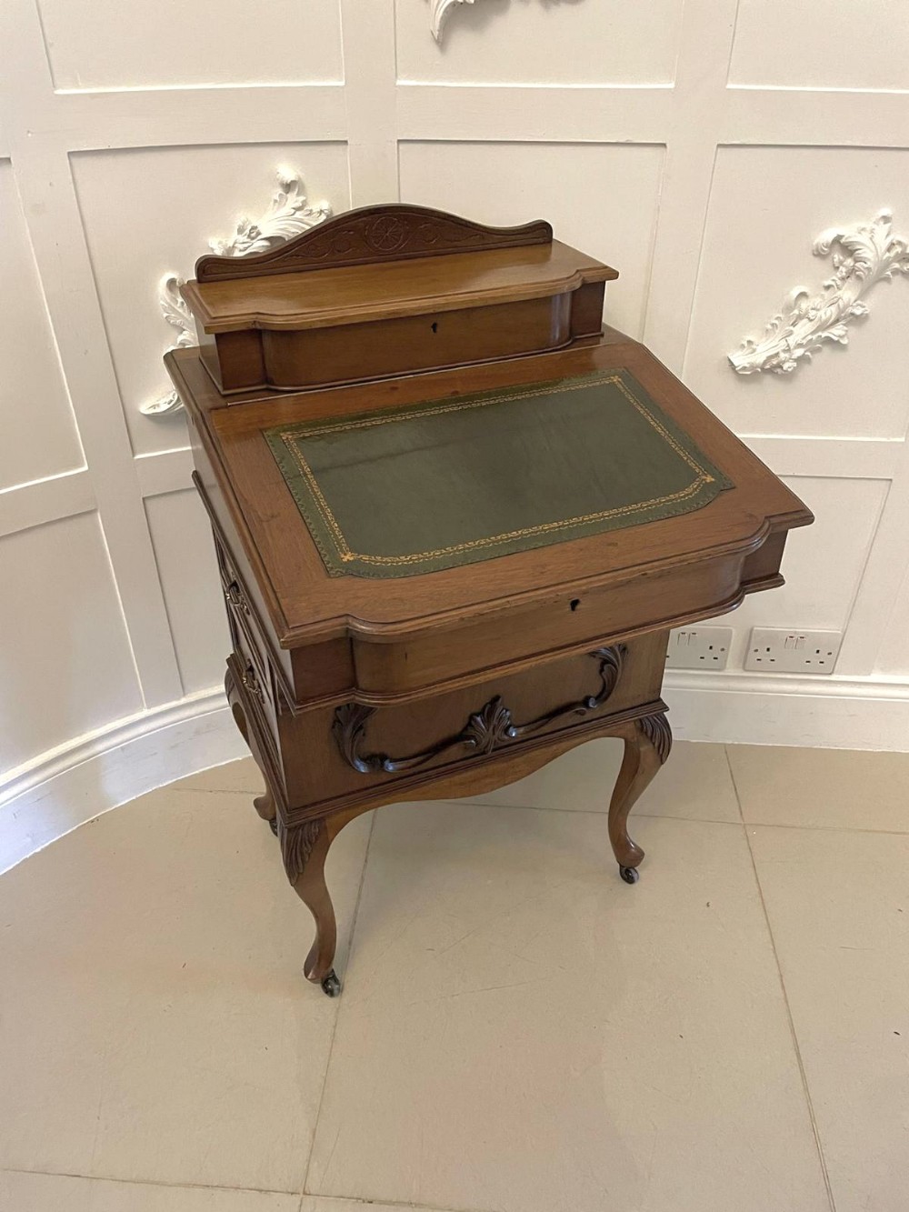 Antique Victorian Freestanding Walnut Davenport