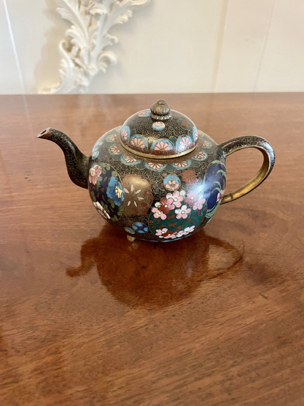  Unusual Antique Miniature Japanese Cloisonné Teapot 