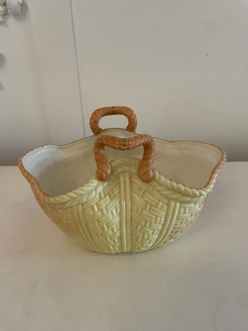 Antique China Blush Ivory Basket by Locke & Co of Worcester