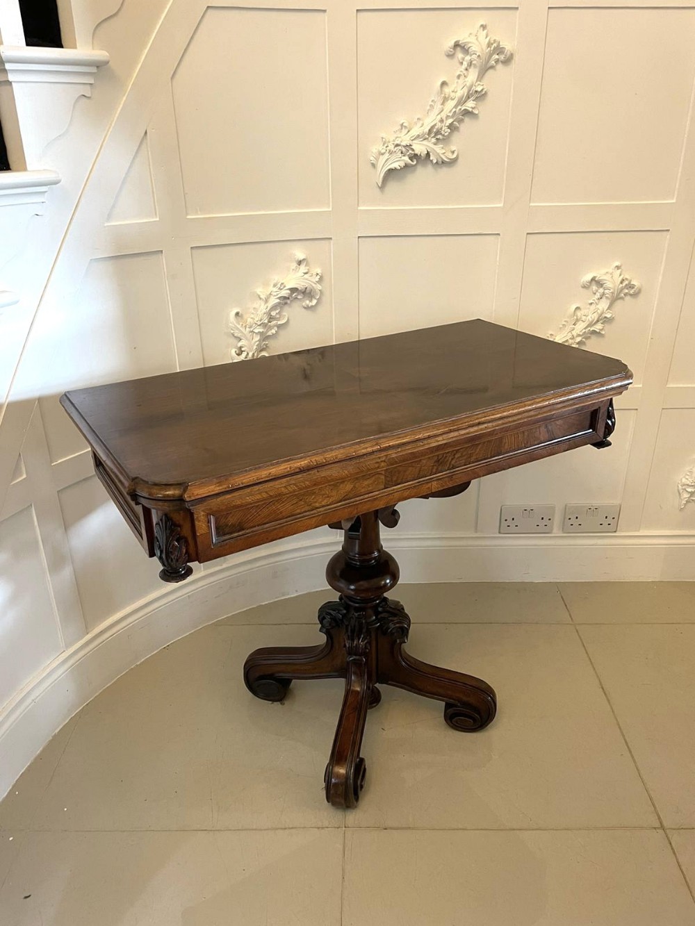 Unusual Antique Victorian Walnut Card/Side Table