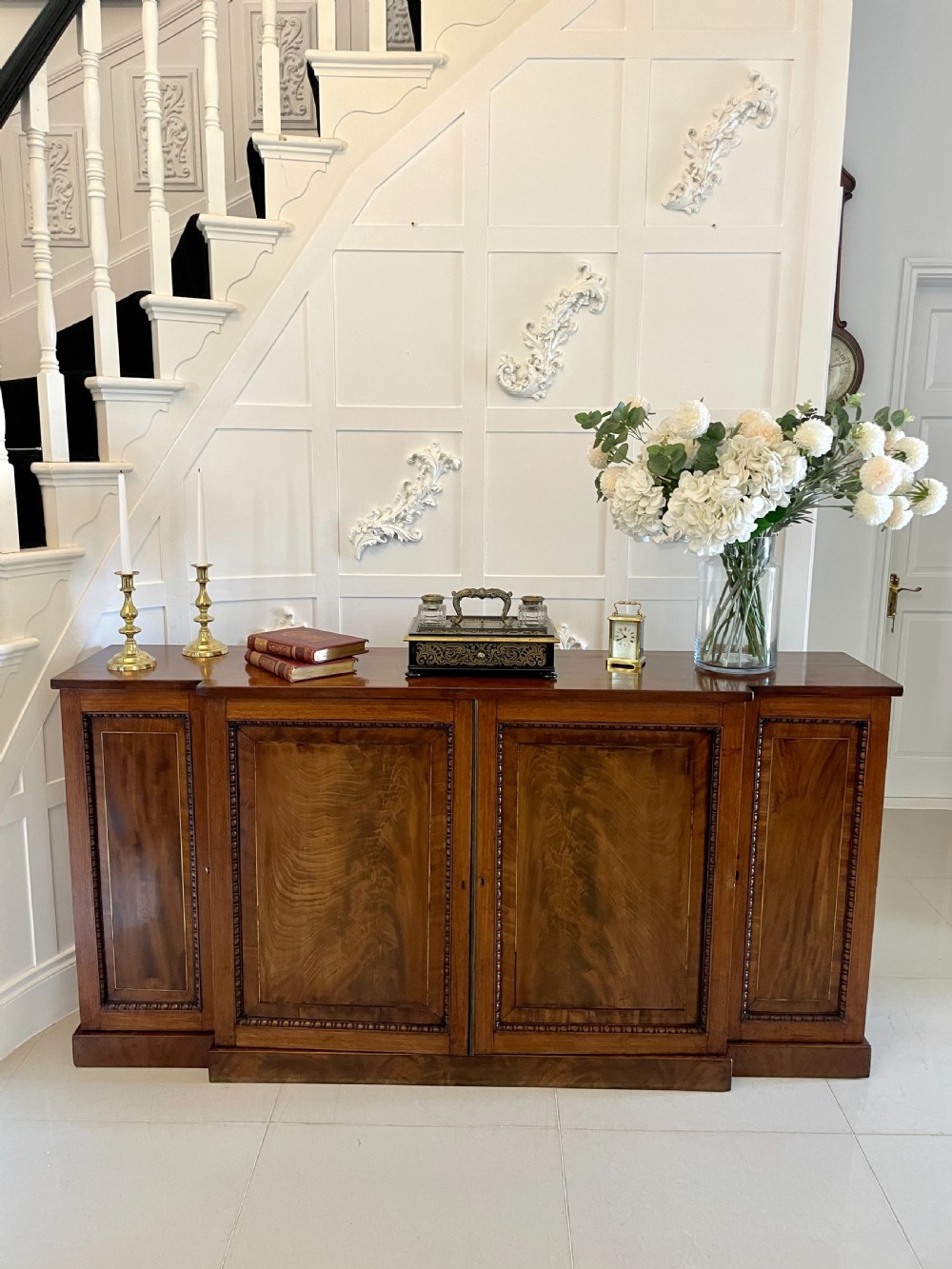 Antique Regency Quality Figured Mahogany Breakfront Four Door Sideboard  View II