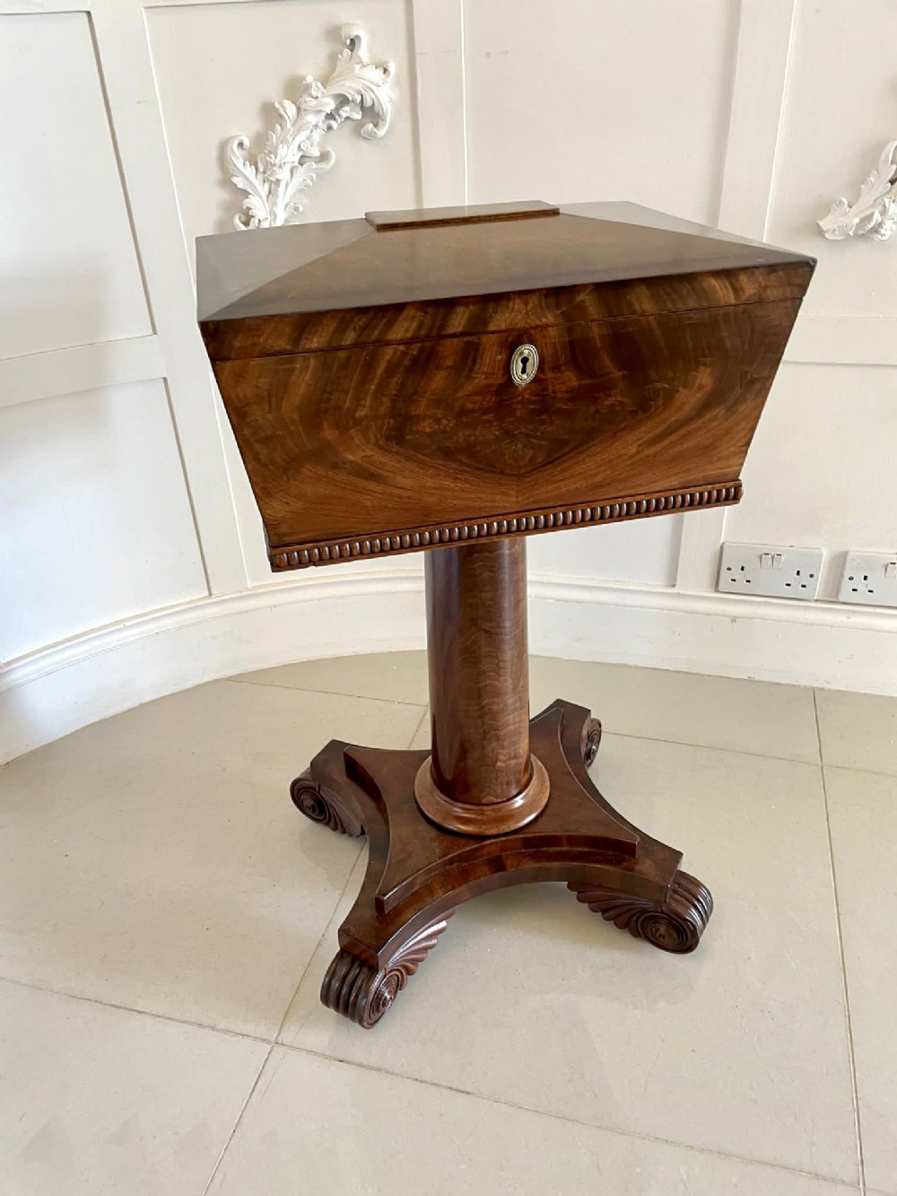 Antique William IV Quality Figured Mahogany Work Box 