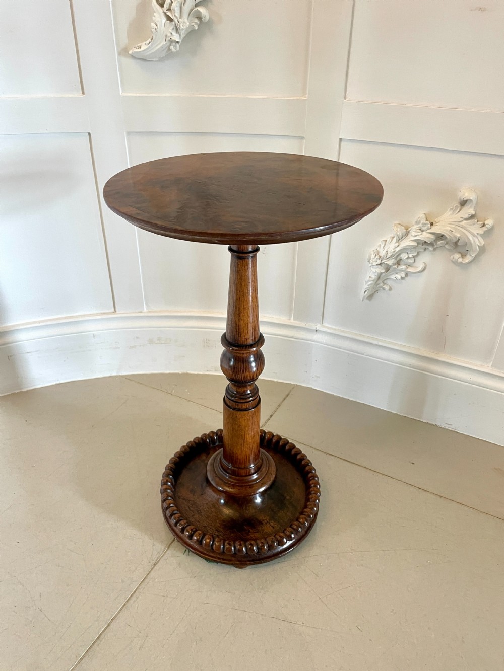 Unusual Antique Victorian Quality Burr Walnut Lamp Table 