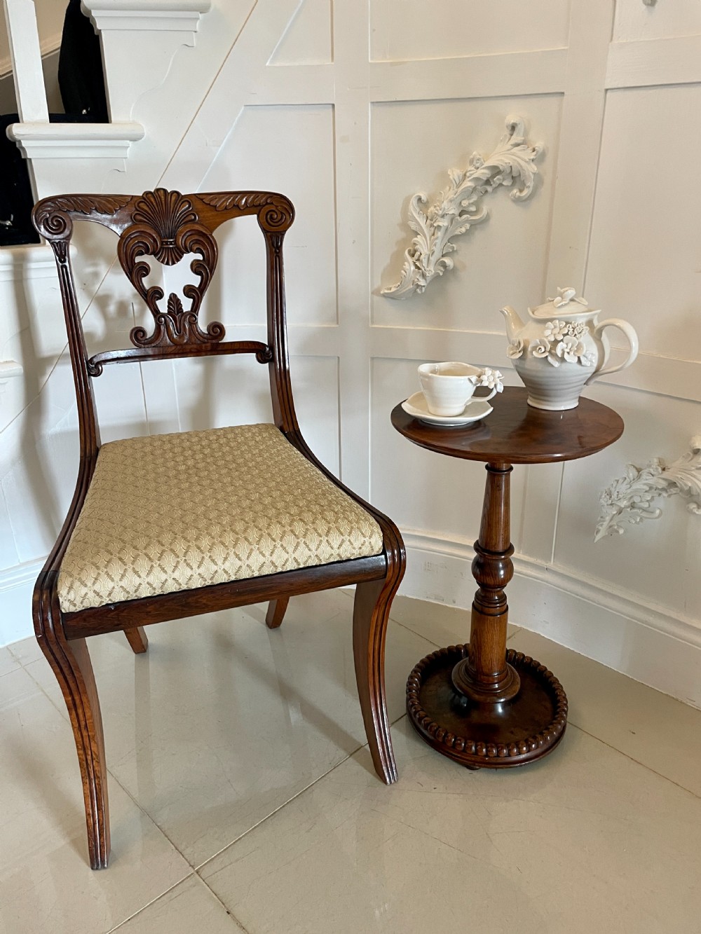Unusual Antique Victorian Quality Burr Walnut Lamp Table  View II