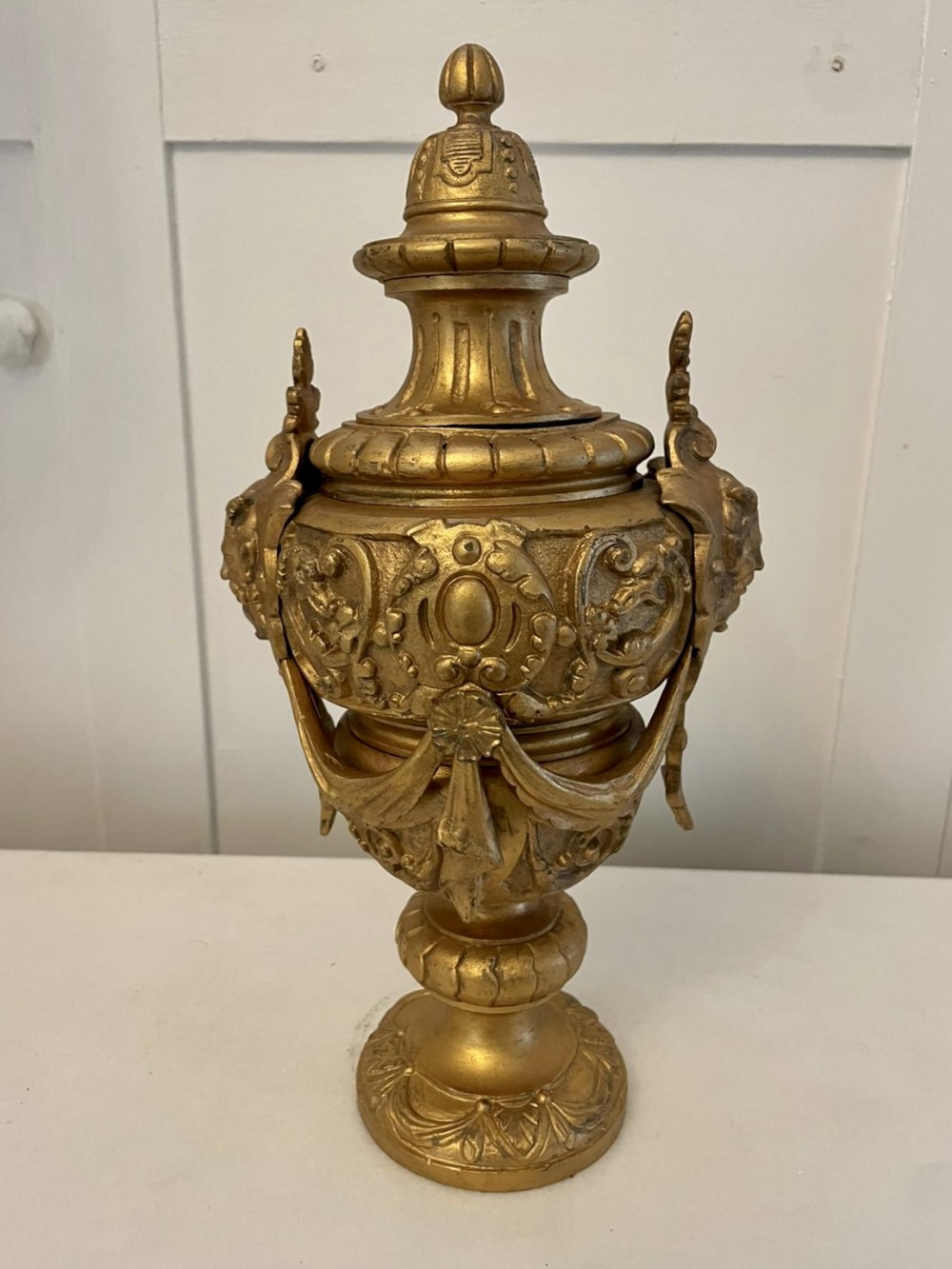 Antique Victorian Quality Gilded Brass Urn