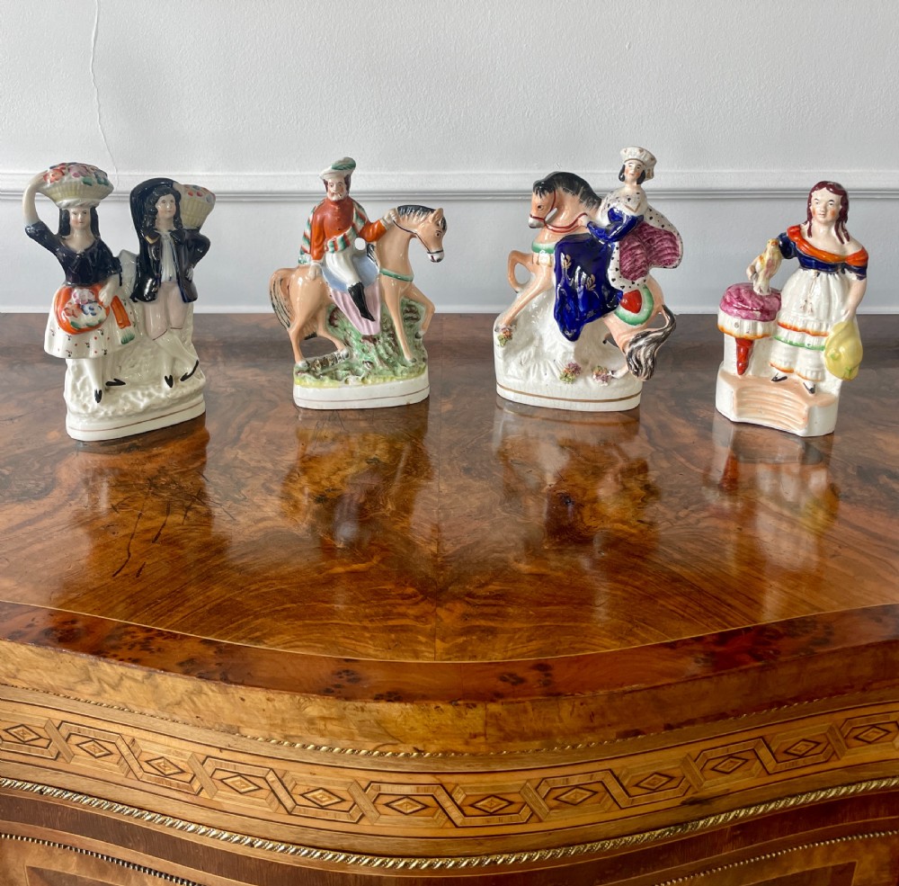 Four Antique Staffordshire Flatback Figures