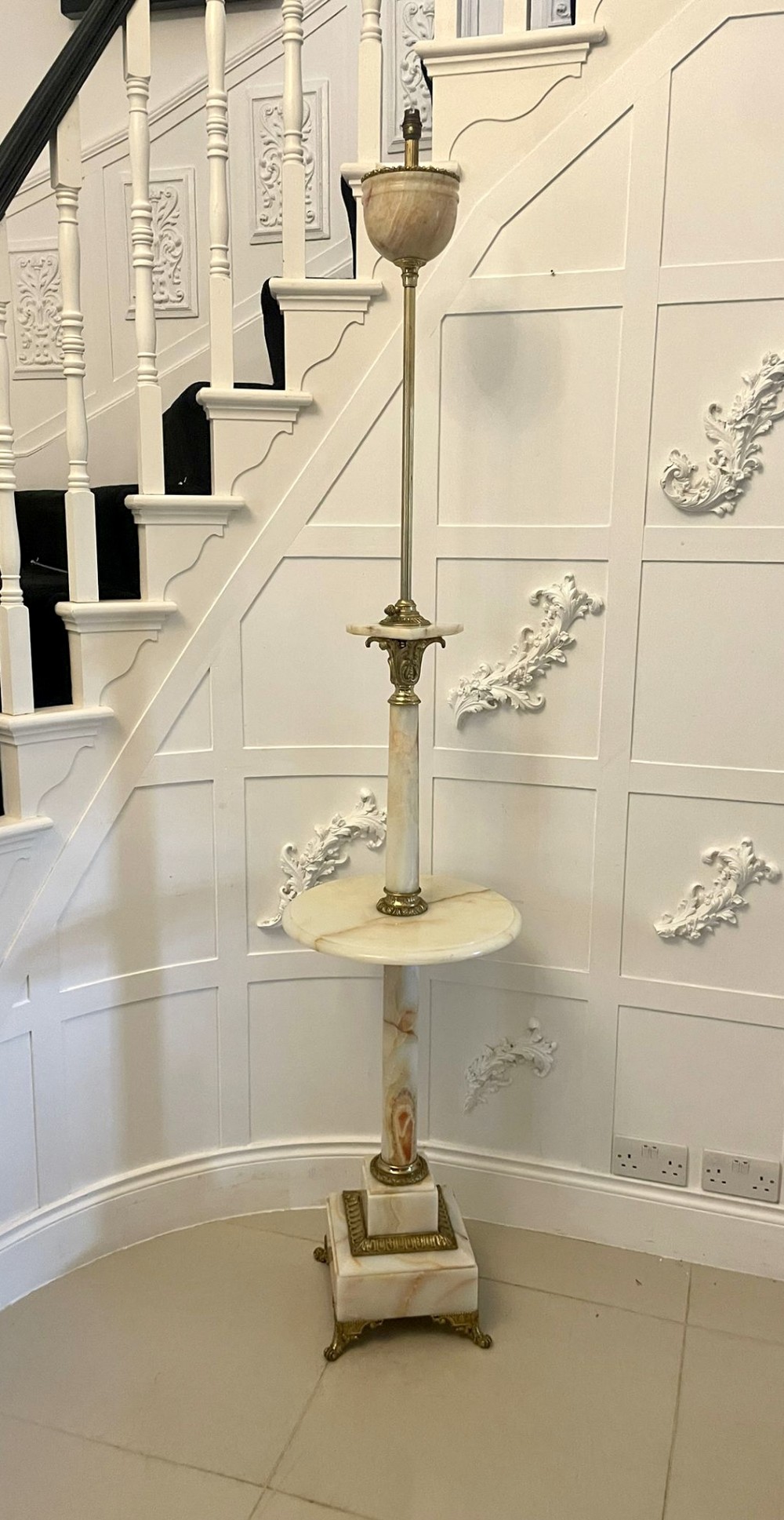 Unusual Antique Victorian French Onyx and Ormolu Extending Floor Lamp