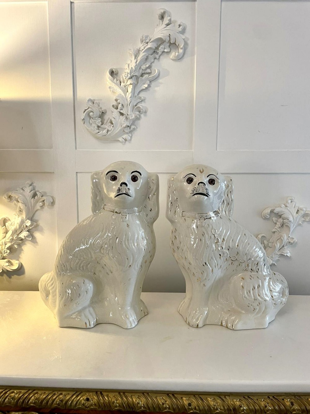 Large Pair of Antique Victorian Quality Staffordshire Dogs 