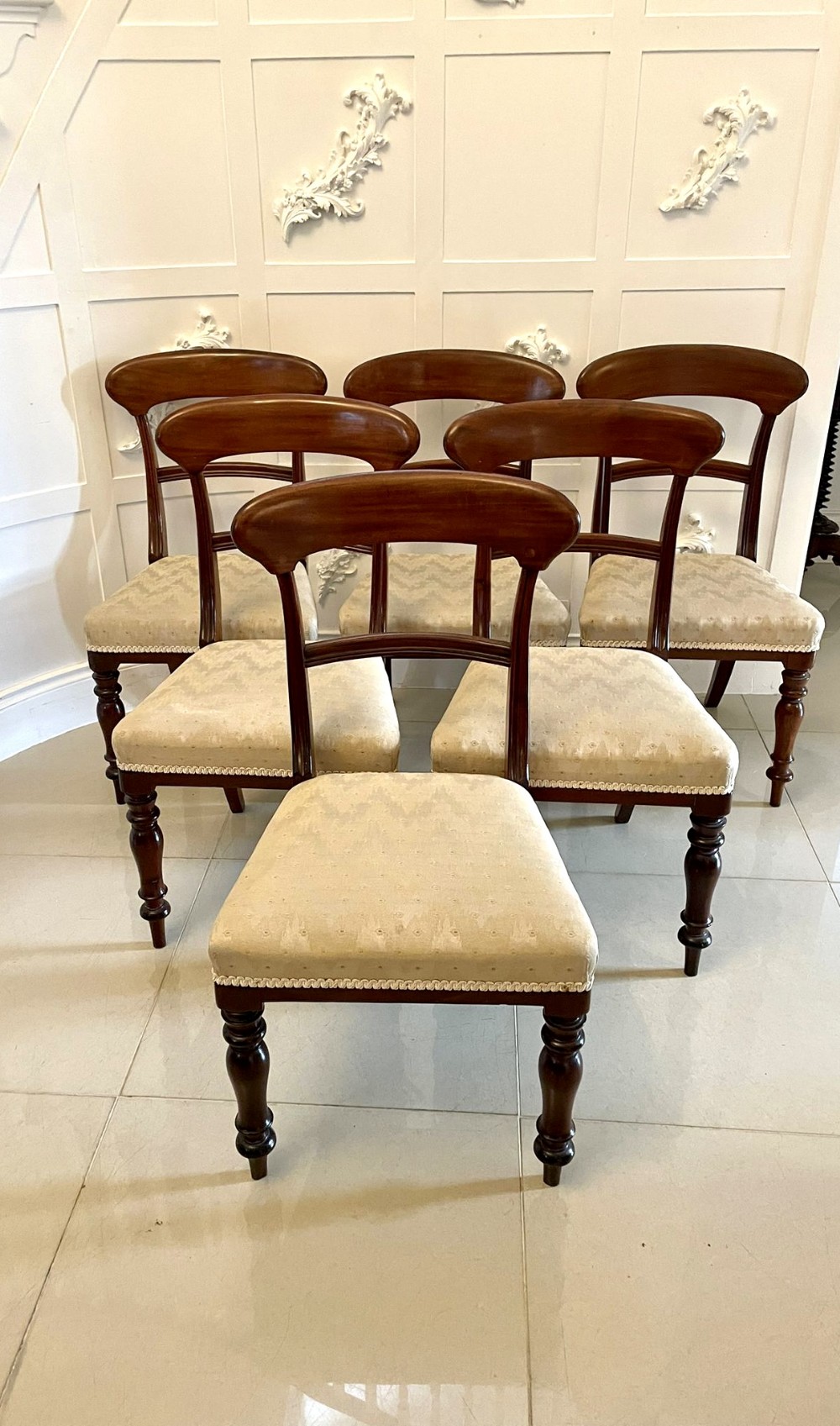 Set of 6 Antique Victorian Quality Mahogany Dining Chairs 