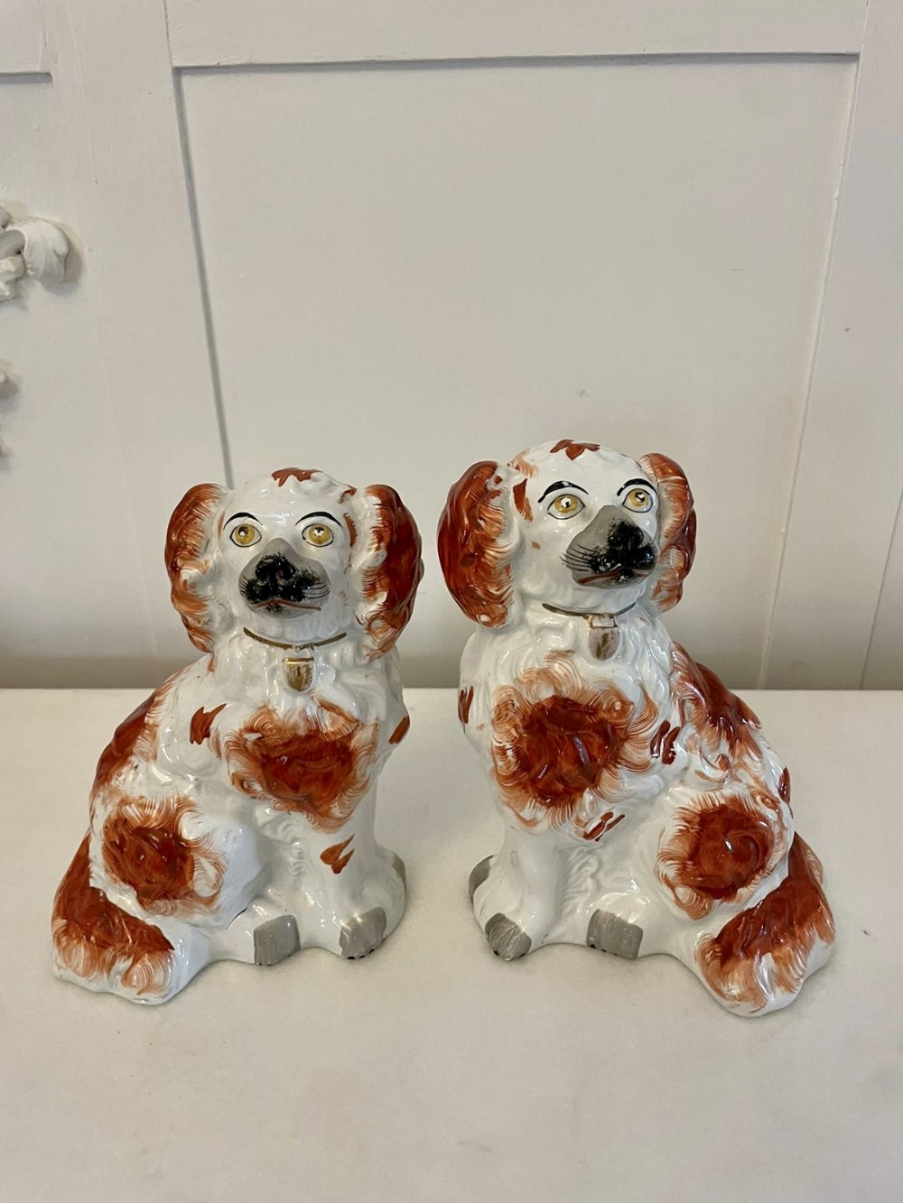  Pair of Antique Victorian Quality Staffordshire Dogs 