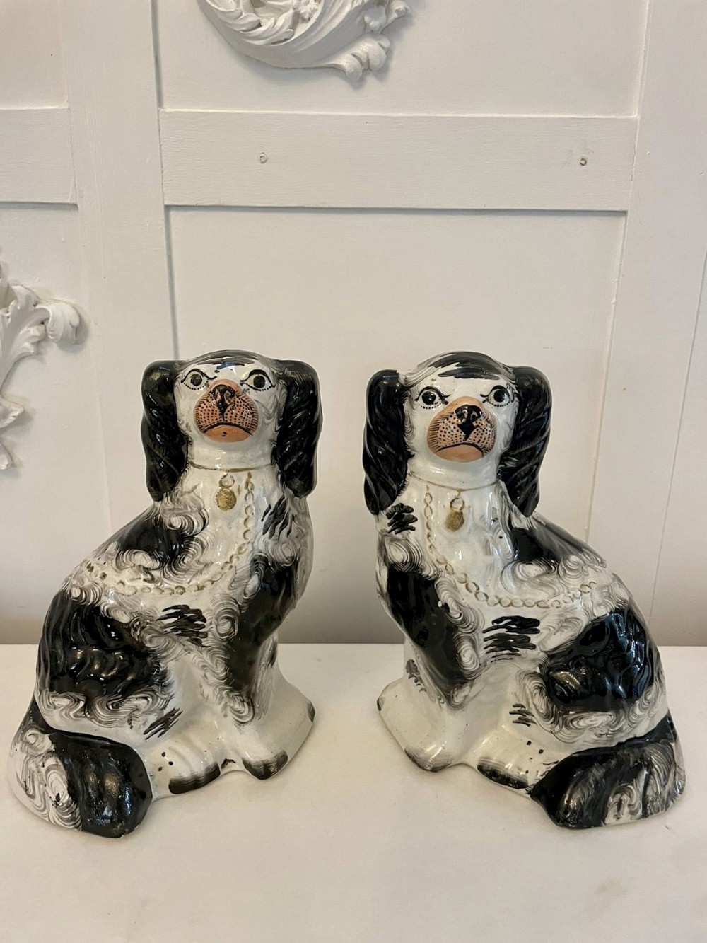 Pair of antique Victorian Quality Staffordshire Dogs