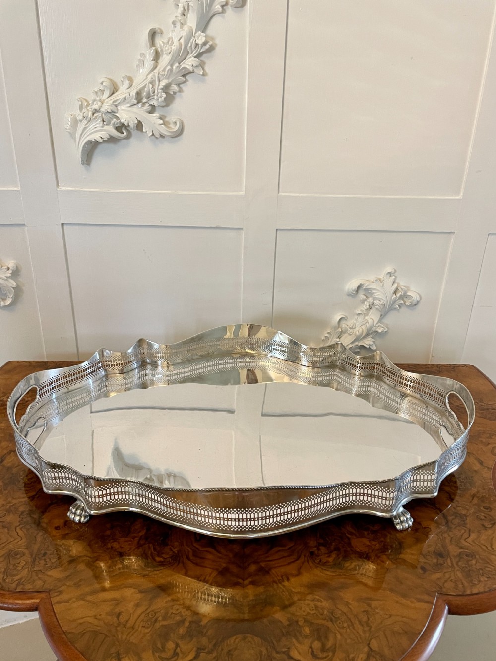 Large Antique Edwardian Quality Silver Plated Tea Tray 