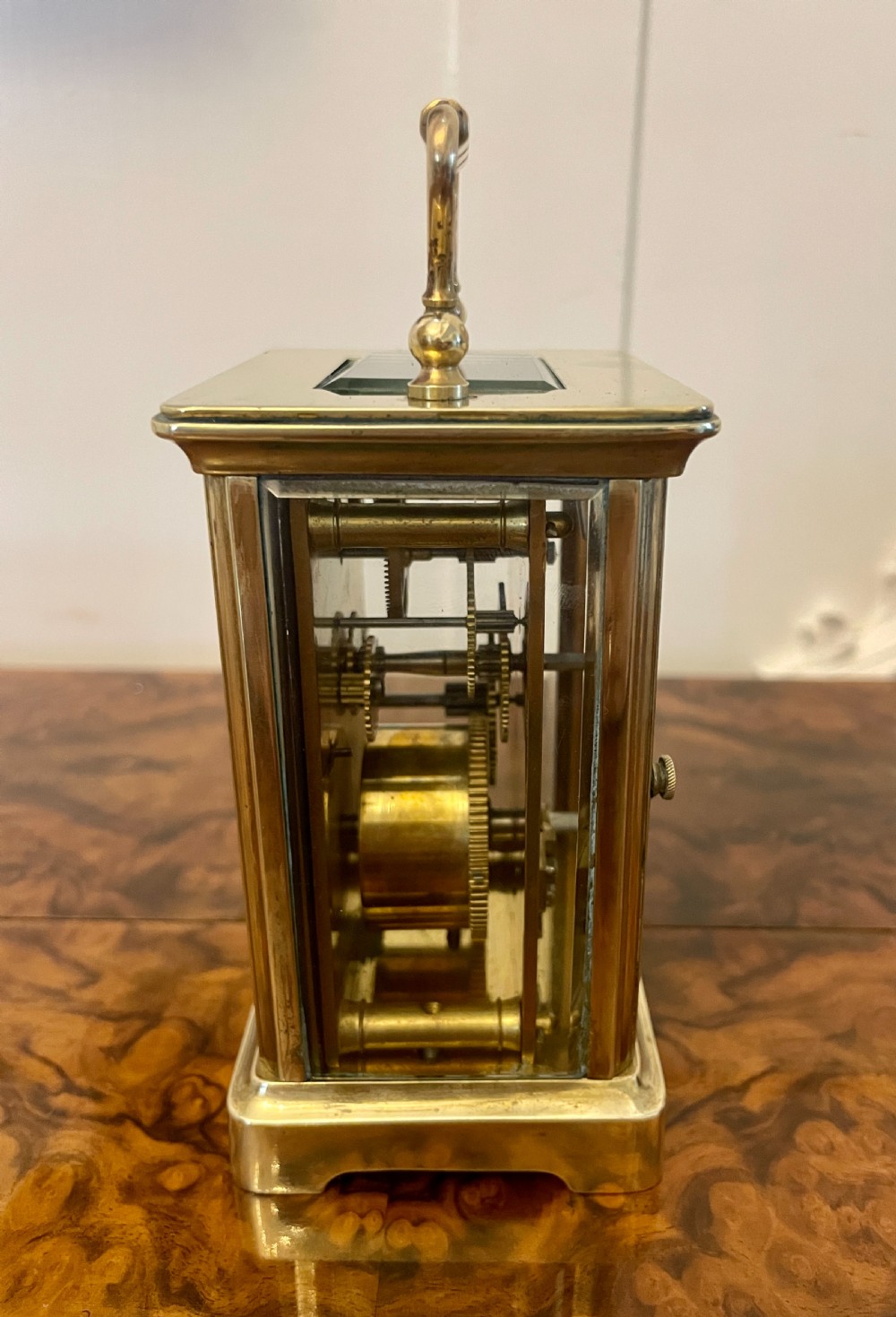 Antique Victorian Quality Brass Carriage Clock with Original Leather Travel Case  View V