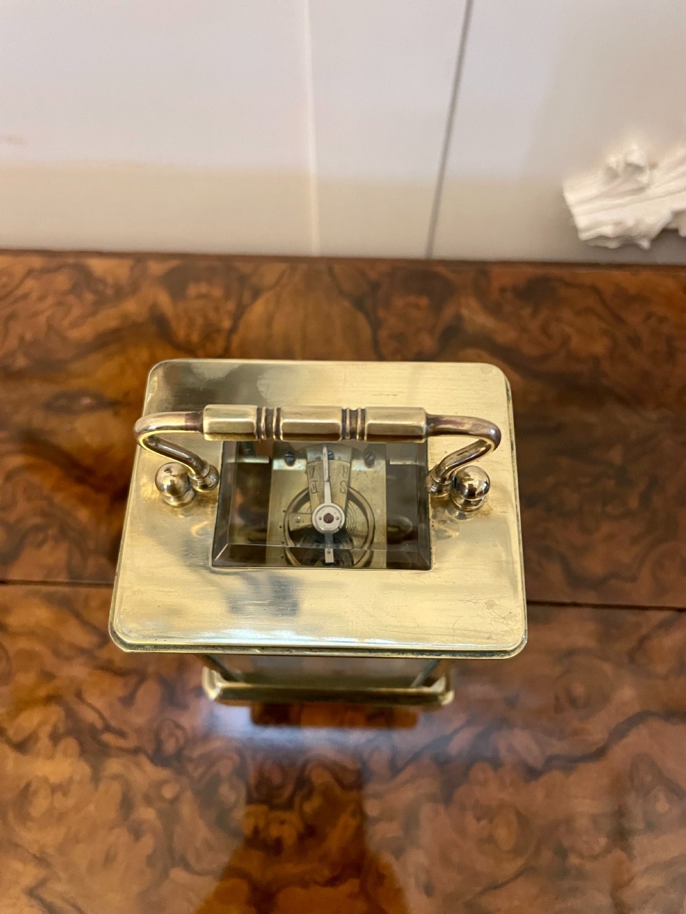 Antique Victorian Quality Brass Carriage Clock with Original Leather Travel Case  View VI