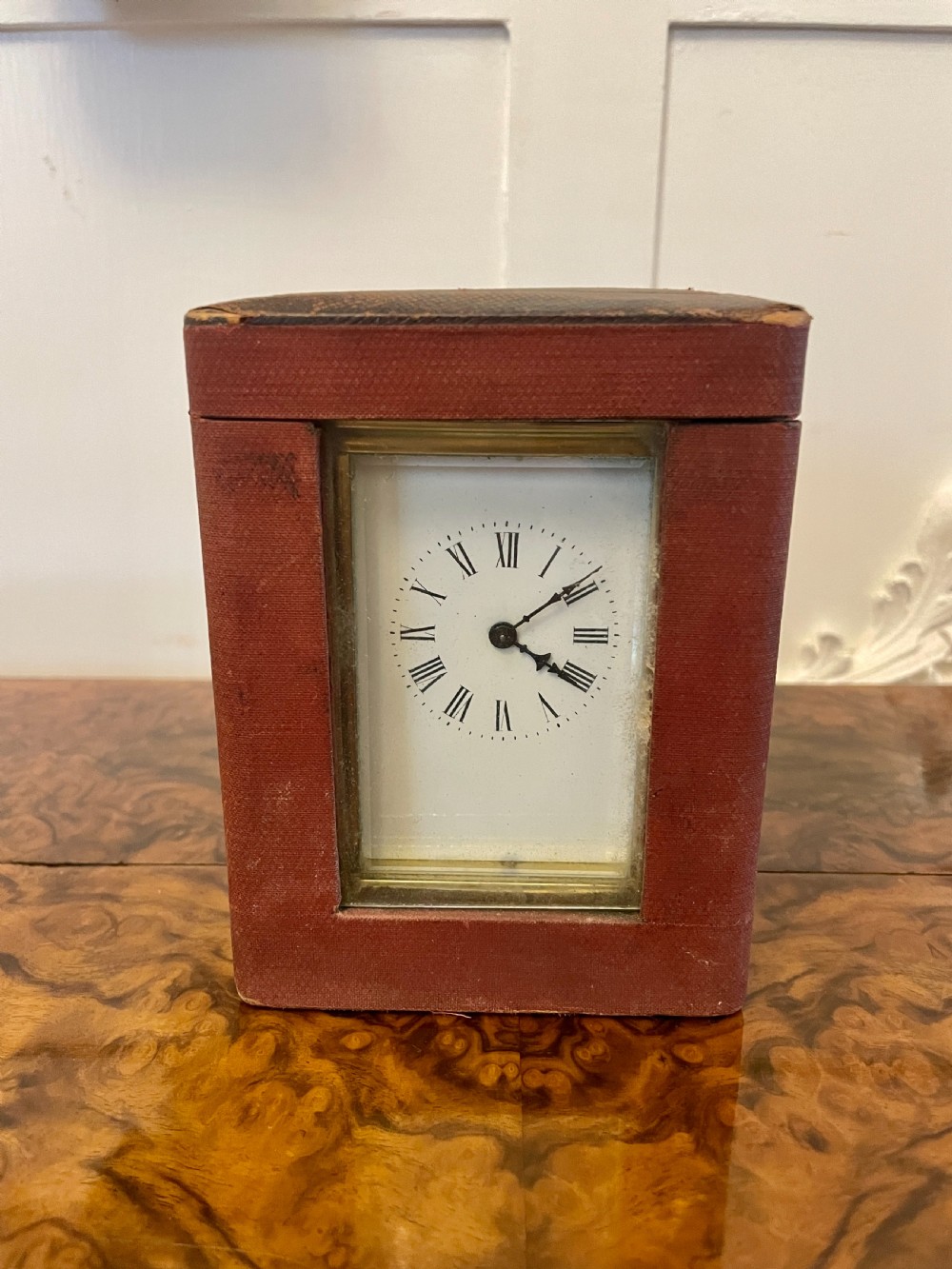 Antique Victorian Quality Brass Carriage Clock with Original Leather Travel Case  View XII