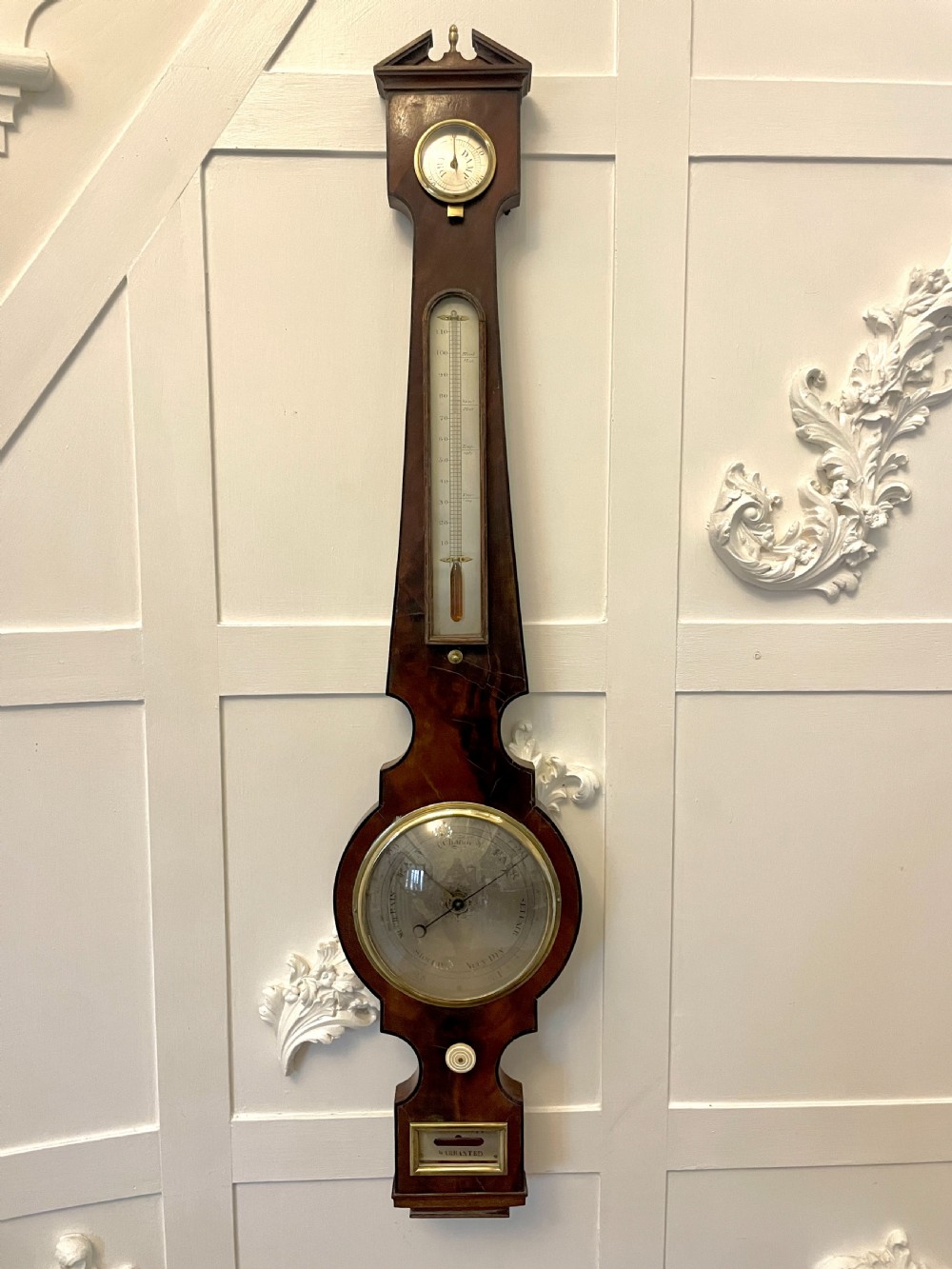 Antique George III Quality Mahogany Banjo Barometer 