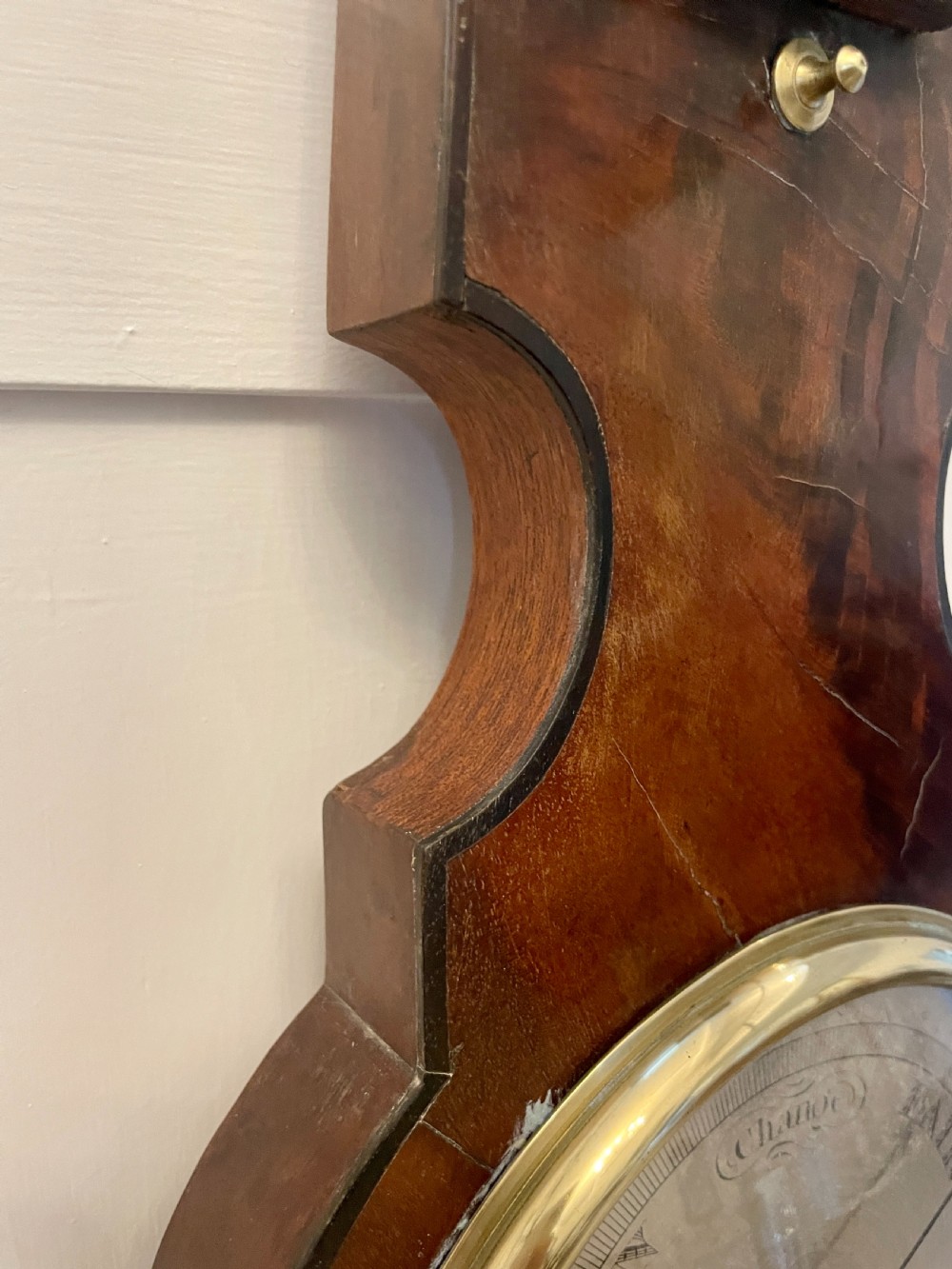Antique George III Quality Mahogany Banjo Barometer  View III