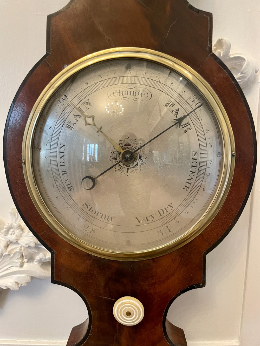 Antique George III Quality Mahogany Banjo Barometer  View VIII