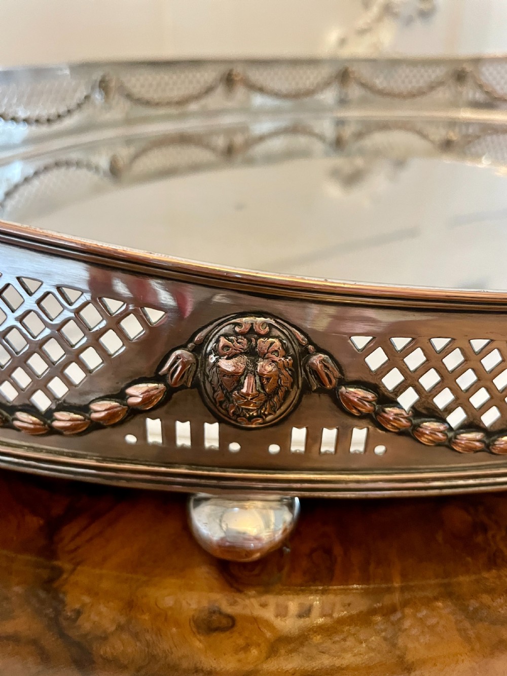 Large Antique Edwardian Quality Silver Plated Oval Shaped Tea Tray  View IV