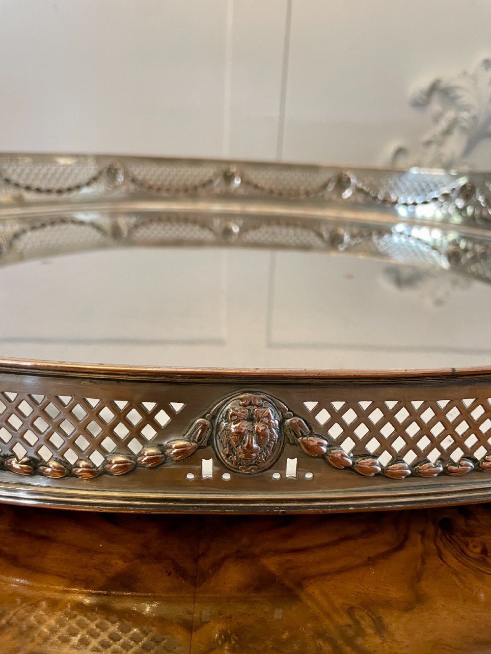Large Antique Edwardian Quality Silver Plated Oval Shaped Tea Tray  View V