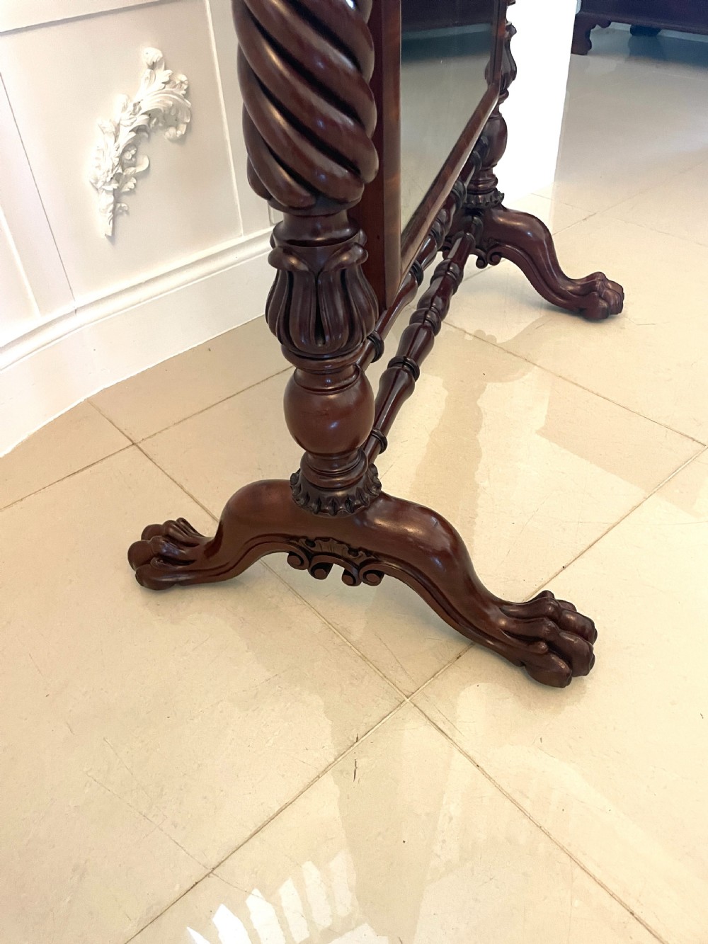 Superb Quality Antique William IV Mahogany Cheval Mirror  View V