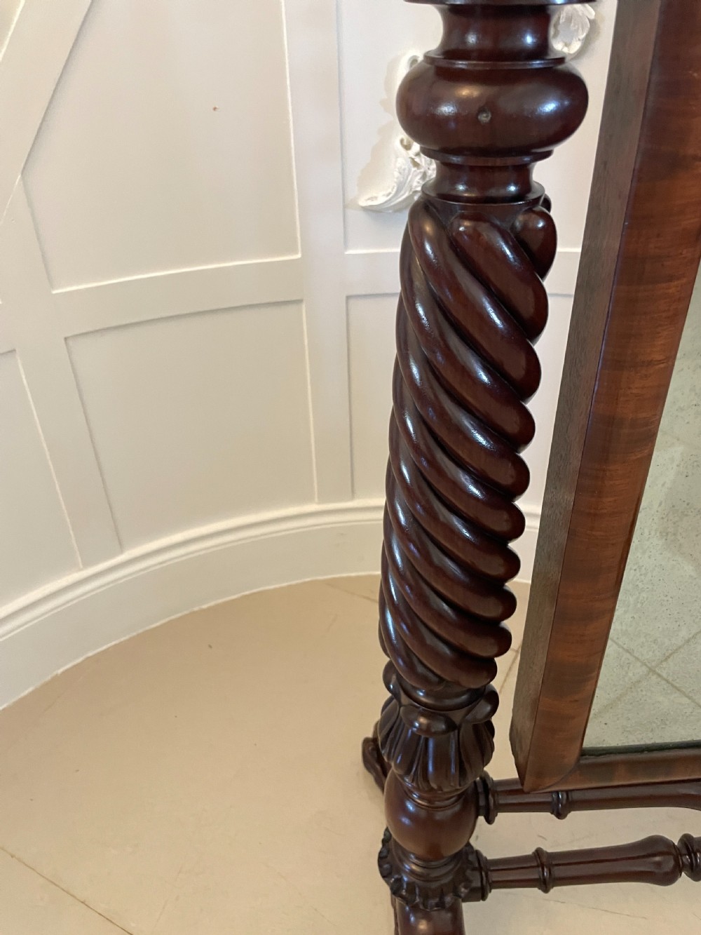 Superb Quality Antique William IV Mahogany Cheval Mirror  View IX