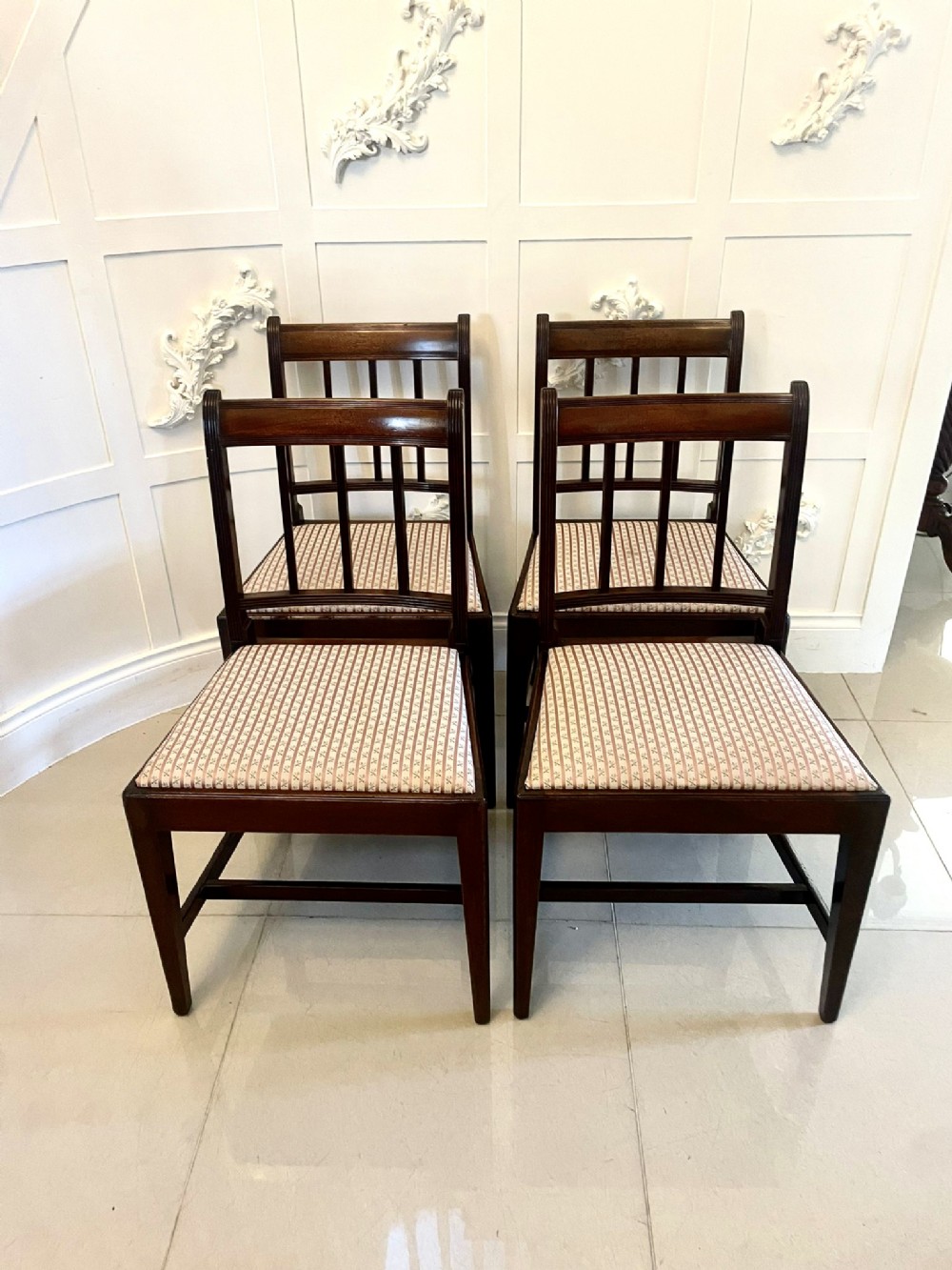 Set of 4 Antique George III Quality Mahogany Dining Chairs 