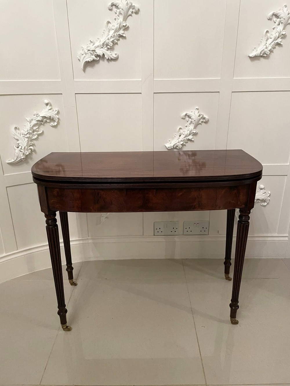 George III Antique Mahogany D Shaped Tea Table