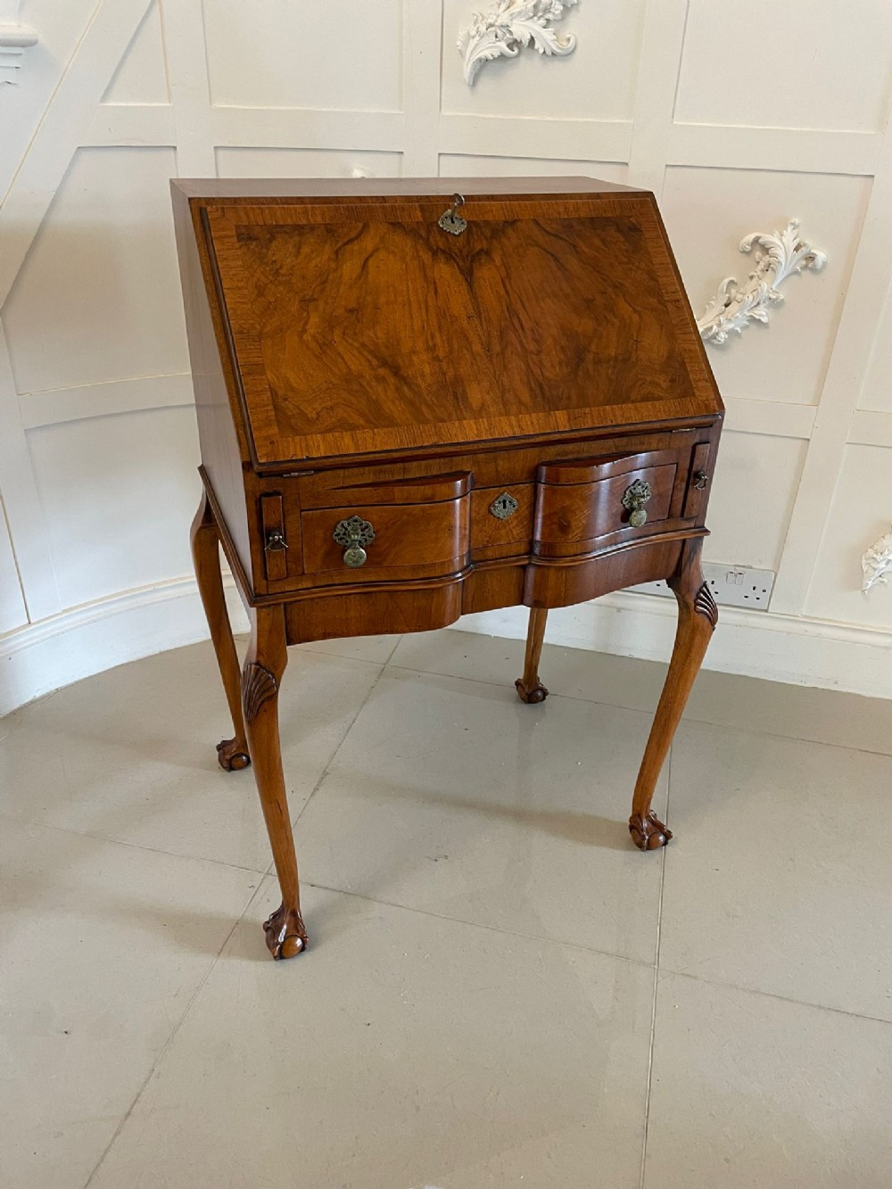 Antique Quality Burr Walnut Bureau 