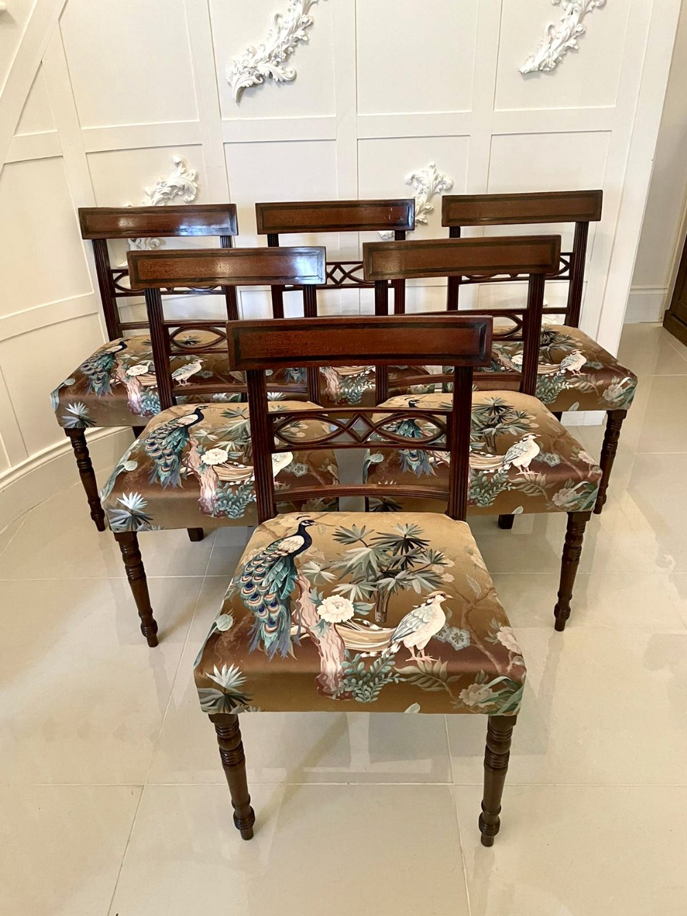 Fine Set of Six Antique Regency Mahogany Dining Chairs