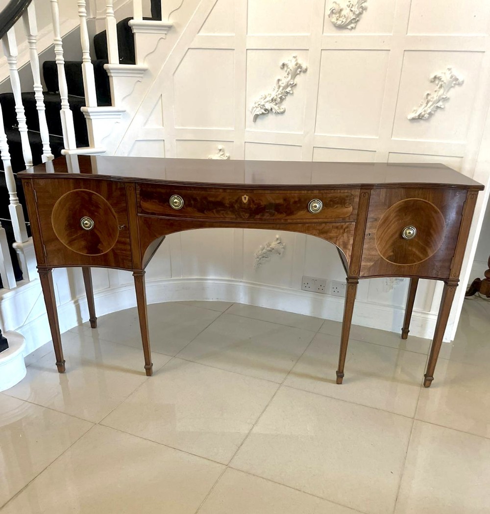 Antique Edwardian Quality Mahogany Serpentine Shaped Sideboard 