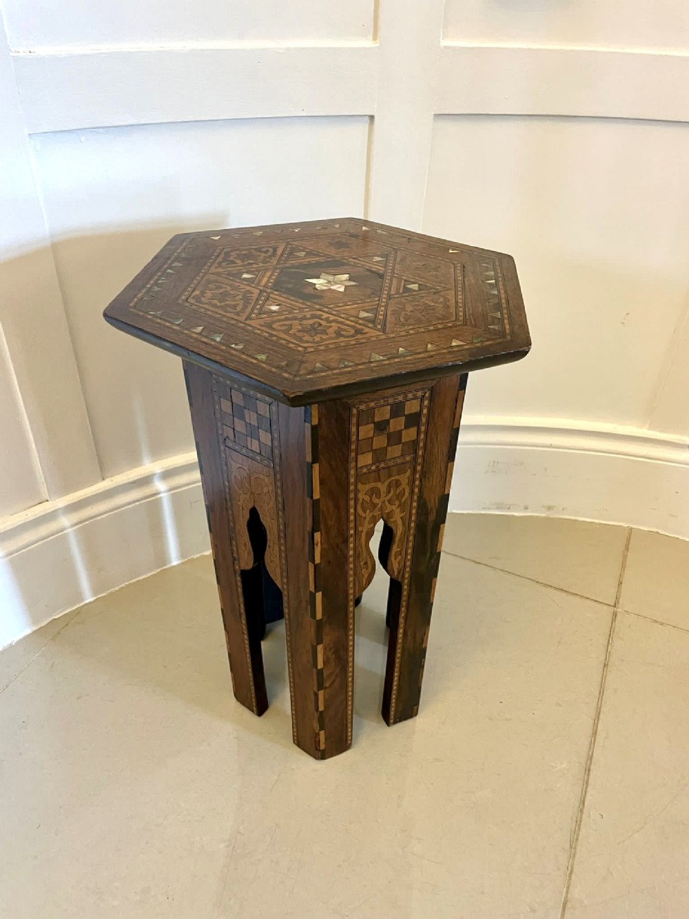 Superb Quality Antique Edwardian Moorish Damascus Lamp Table 