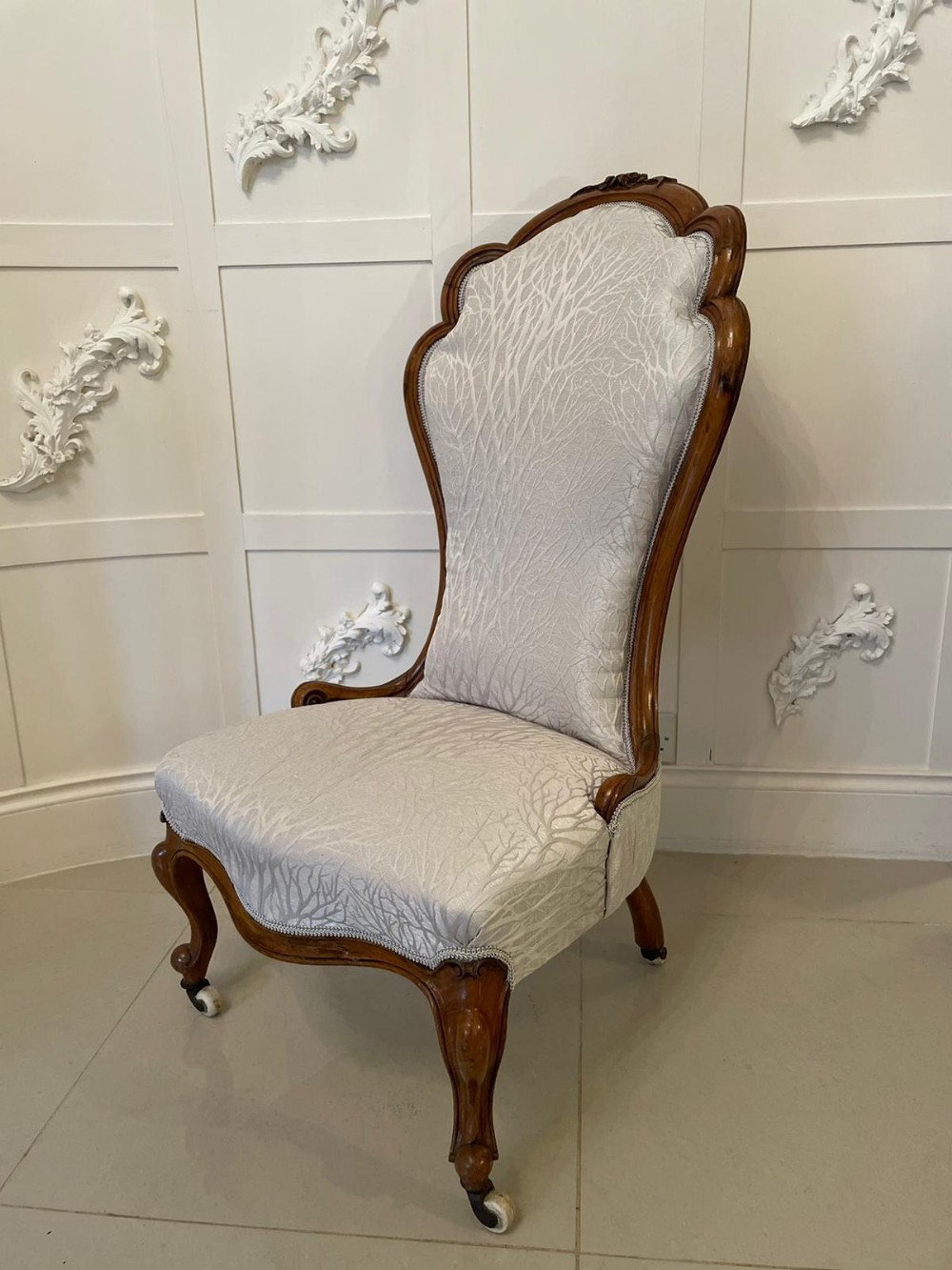 Antique Victorian Carved Walnut Ladies Chair