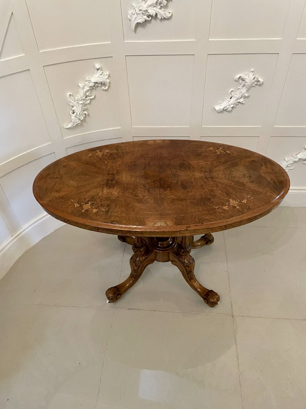 Quality Antique Victorian Inlaid Burr Walnut Centre Table 
