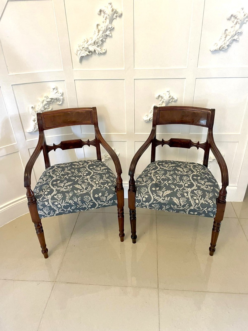 Pair of Antique Regency Quality Mahogany Desk Chairs 