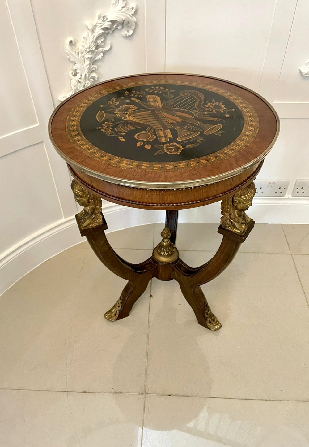 Antique Victorian Quality French Marquetry Inlaid and Ormolu Mounted Centre Table 
