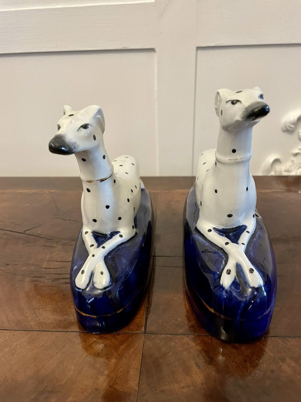 Unusual Pair of Antique Victorian Quality Staffordshire Inkwells 