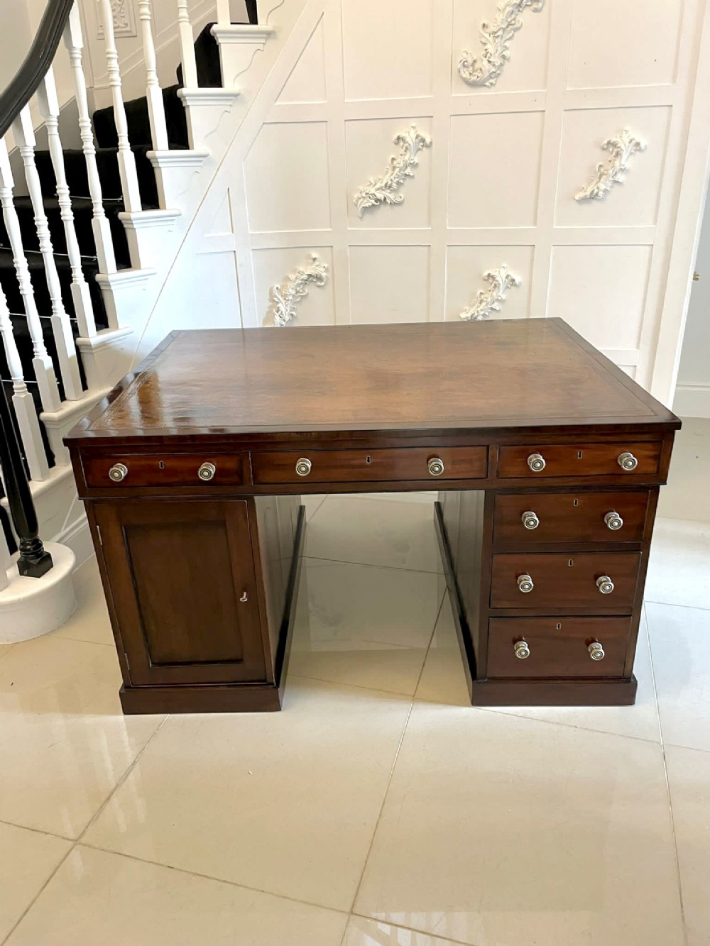 Antique George III Quality Mahogany Partners Desk 