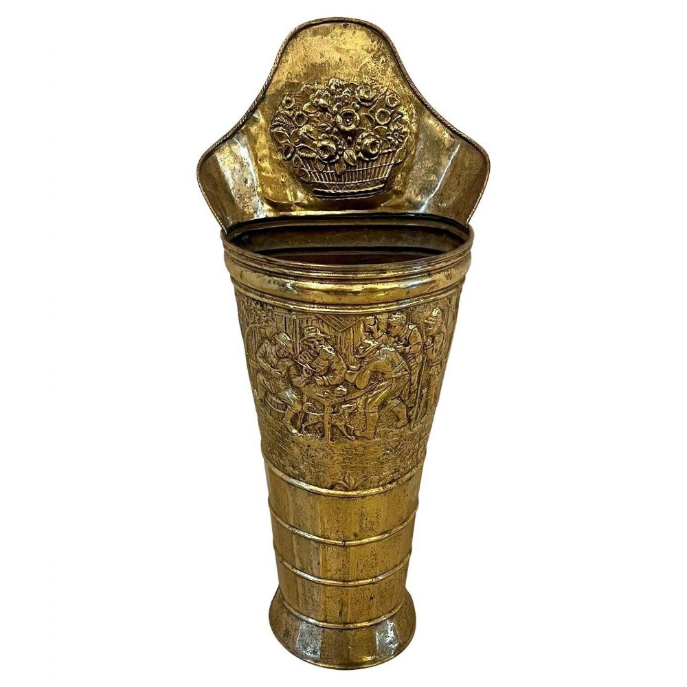  Large Antique Edwardian Ornate Brass Stick Stand 