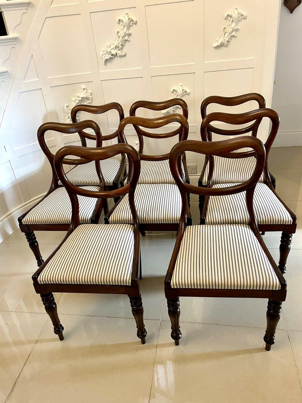 Set of 8 Antique Victorian Quality Mahogany Dining Chairs 