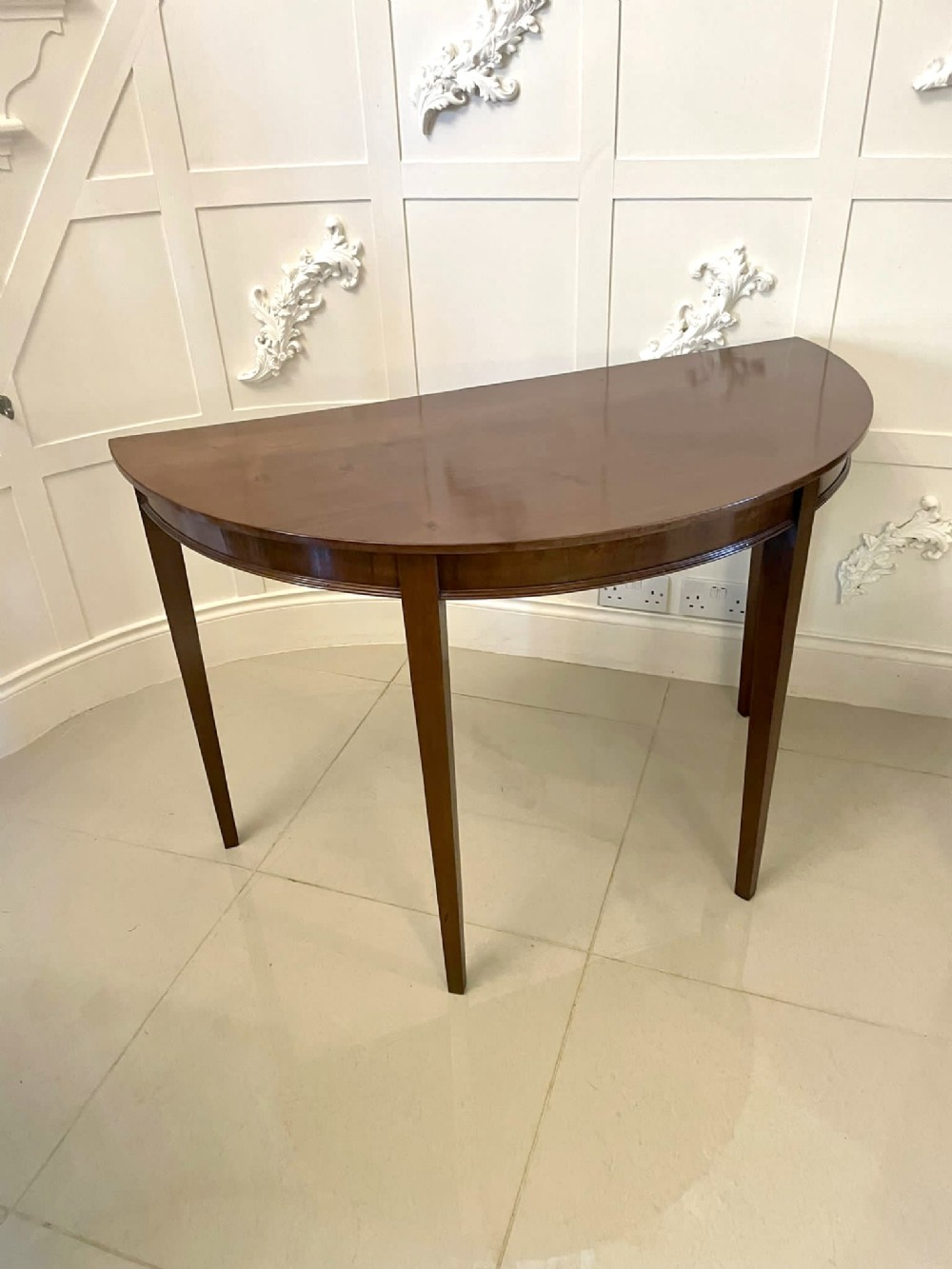 Antique George III Quality Mahogany Demi-Lune Console Table 