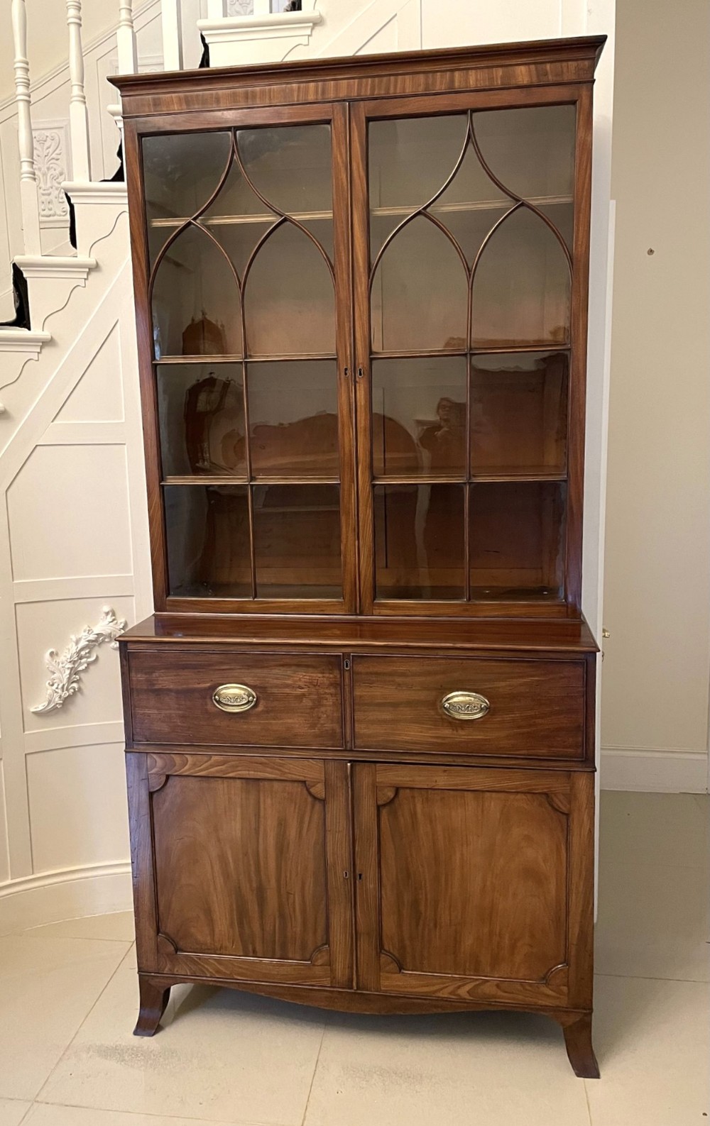 Fine Quality Antique George III Mahogany Secretaire Astral Glazed Bookcase 