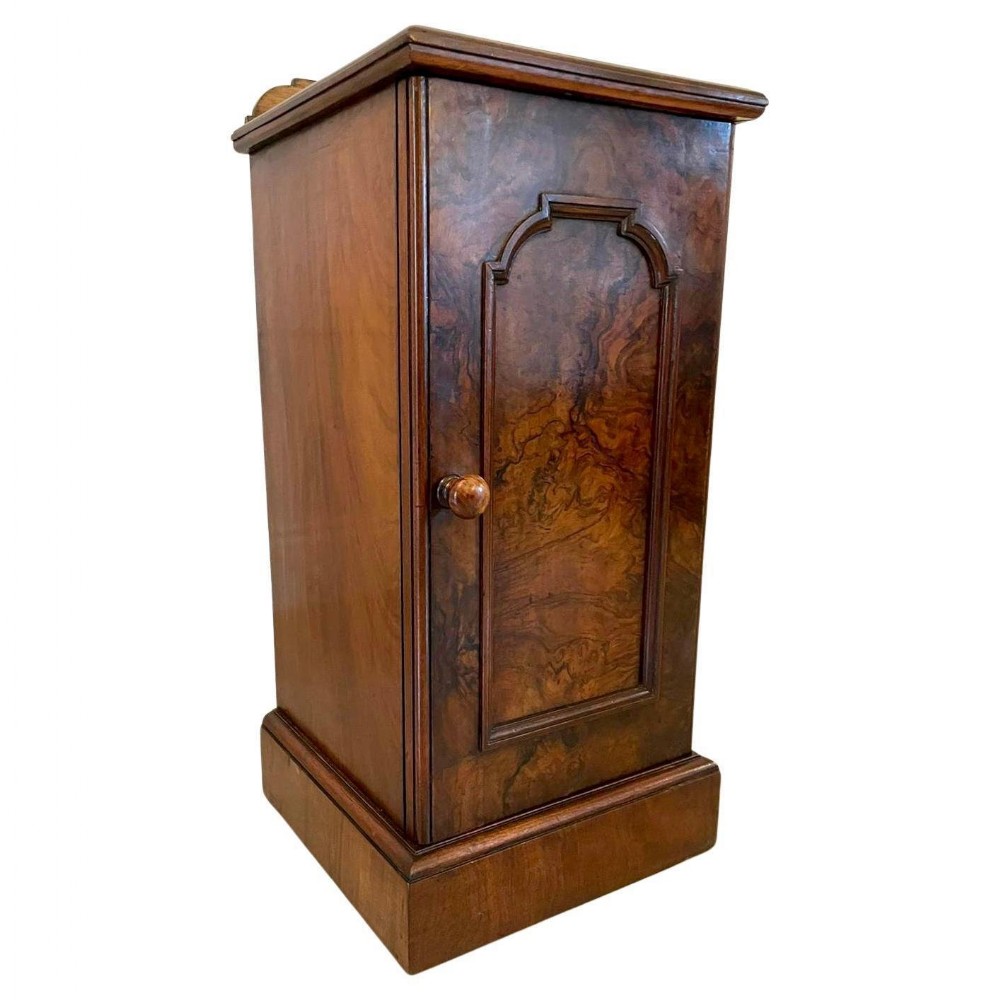 Quality Antique Victorian Burr Walnut Bedside Cabinet 