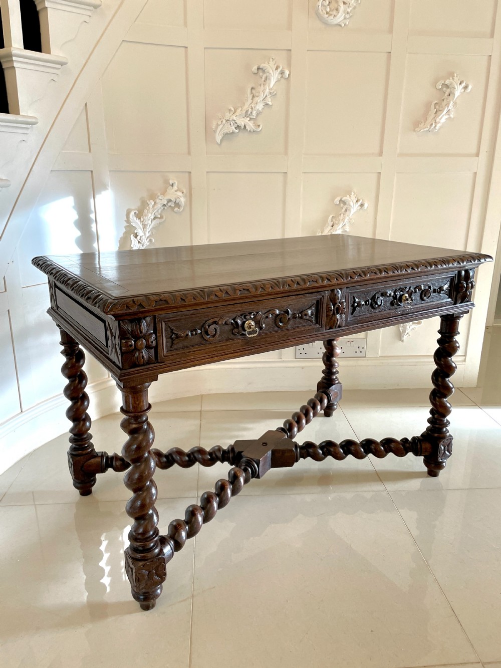 Antique Victorian Quality Carved Oak Freestanding Centre Table 